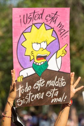 Mexico International Women™s Day A woman lifts a placard while taking part during a demonstration in Queretaro to commemorate the International Women s Day to demand equality gender and women s rights. Thousands of women around the world are joining the global International Women s Day strike. on March 8, 2026 in Queretaro, Mexico. (Photo by Jose Carrera Eyepix Group) Copyright: xJosexCarrera xEyepixxGroupx JFC_08032026_177625