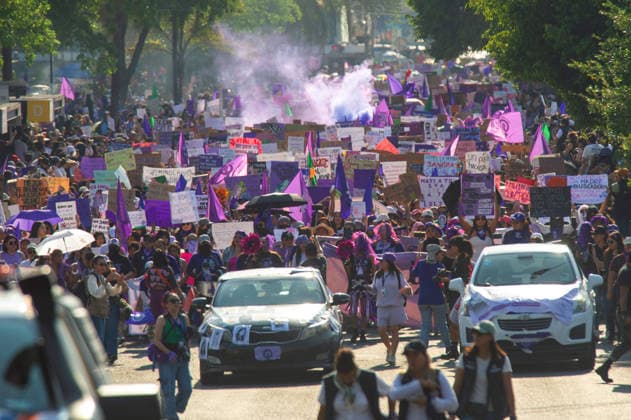 Mexico International Women™s Day Hindered of Women taking part during a demonstration in Queretaro to commemorate the International Women s Day to demand equality gender and women s rights. Thousands of women around the world are joining the global International Women s Day strike. on March 8, 2026 in Queretaro, Mexico. (Photo by Jose Carrera Eyepix Group) Copyright: xJosexCarrera xEyepixxGroupx JFC_08032026_177626