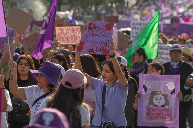 Mexico International Women™s Day Hindered of Women taking part during a demonstration in Queretaro to commemorate the International Women s Day to demand equality gender and women s rights. Thousands of women around the world are joining the global International Women s Day strike. on March 8, 2026 in Queretaro, Mexico. (Photo by Jose Carrera Eyepix Group) Copyright: xJosexCarrera xEyepixxGroupx JFC_08032026_177628