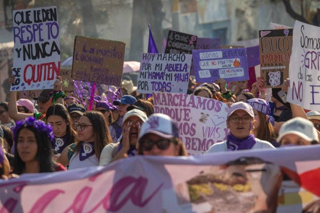Mexico International Women™s Day Hindered of Women taking part during a demonstration in Queretaro to commemorate the International Women s Day to demand equality gender and women s rights. Thousands of women around the world are joining the global International Women s Day strike. on March 8, 2026 in Queretaro, Mexico. (Photo by Jose Carrera Eyepix Group) Copyright: xJosexCarrera xEyepixxGroupx JFC_08032026_177629