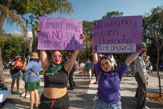 Mexico International Women™s Day Women lift placards while taking part during a demonstration in Queretaro to commemorate the International Women s Day to demand equality gender and women s rights. Thousands of women around the world are joining the global International Women s Day strike. on March 8, 2026 in Queretaro, Mexico. (Photo by Jose Carrera Eyepix Group) Copyright: xJosexCarrera xEyepixxGroupx JFC_08032026_177641