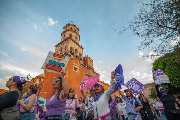 Mexico International Women™s Day Women taking part during a demonstration in Queretaro to commemorate the International Women s Day to demand equality gender and women s rights. Thousands of women around the world are joining the global International Women s Day strike. on March 8, 2026 in Queretaro, Mexico. (Photo by Jose Carrera Eyepix Group) Copyright: xJosexCarrera xEyepixxGroupx JFC_08032026_177649
