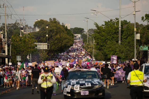 Mexico International Women™s Day Hindered of Women taking part during a demonstration in Queretaro to commemorate the International Women s Day to demand equality gender and women s rights. Thousands of women around the world are joining the global International Women s Day strike. on March 8, 2026 in Queretaro, Mexico. (Photo by Jose Carrera Eyepix Group) Copyright: xJosexCarrera xEyepixxGroupx JFC_08032026_177632