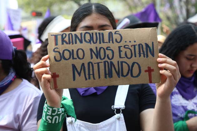 A woman shows a placard during a rally for the International Women s Day commemoration demand stop femicides in mexico and women s rights. Thousands of women around the world join the global International Women s Day strike. on March 8, 2026 in Mexico City, Mexico. Mexico City Mexico - ZUMAe321 20260308_zia_e321_060 Copyright: xBrendaxCarrerax