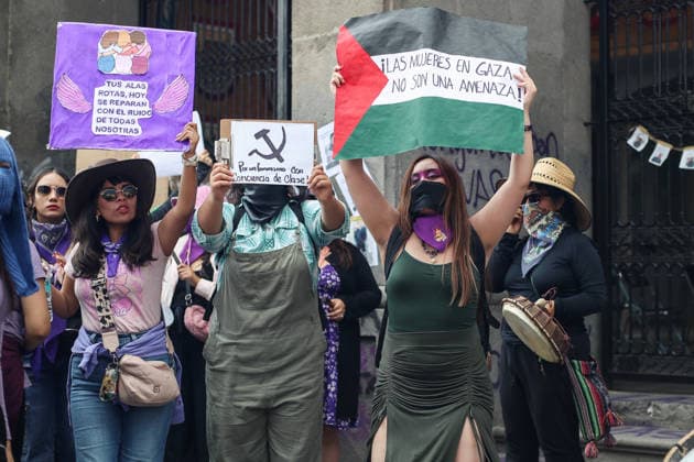 Women Join Global Strike for International Women s Day Women taking part during a rally marking the International Women s Day to demand women rights. on March 8, 2026 in Tlaxcala, Mexico. (Photo by Essene Hernandez Eyepix Group) Copyright: xEssenexHernandezx xEyepixxGroupx EH_08032026_177719