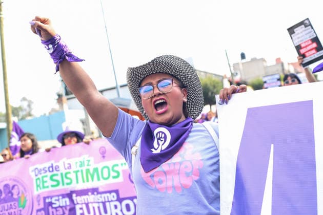 Women Join Global Strike for International Women s Day A woman taking part during a rally marking the International Women s Day to demand women rights. on March 8, 2026 in Tlaxcala, Mexico. (Photo by Essene Hernandez Eyepix Group) Copyright: xEssenexHernandezx xEyepixxGroupx EH_08032026_177704