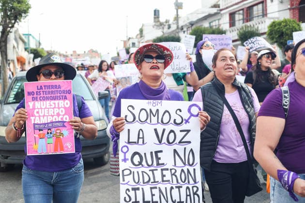 Women Join Global Strike for International Women s Day Women taking part during a rally marking the International Women s Day to demand women rights. on March 8, 2026 in Tlaxcala, Mexico. (Photo by Essene Hernandez Eyepix Group) Copyright: xEssenexHernandezx xEyepixxGroupx EH_08032026_177705