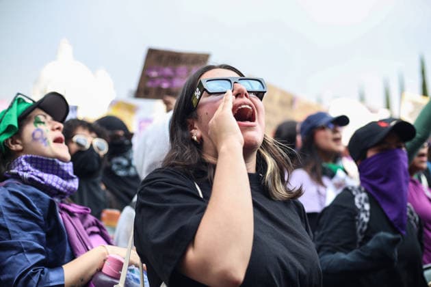 Women Join Global Strike for International Women s Day A woman screaming during a rally marking the International Women s Day to demand women rights. on March 8, 2026 in Tlaxcala, Mexico. (Photo by Essene Hernandez Eyepix Group) Copyright: xEssenexHernandezx xEyepixxGroupx EH_08032026_177725