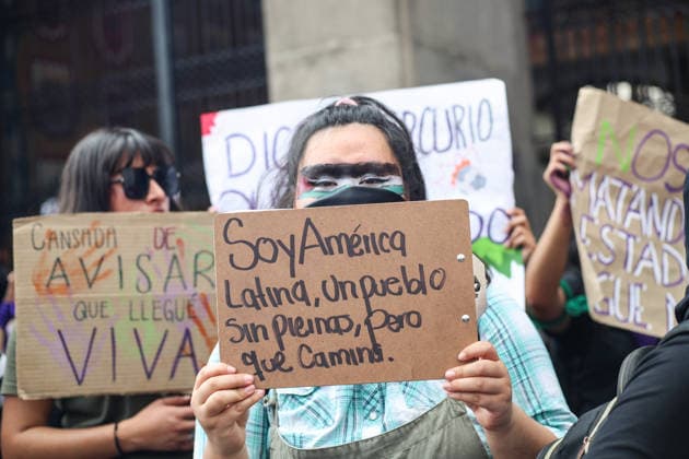 Women Join Global Strike for International Women s Day Women taking part during a rally marking the International Women s Day to demand women rights. on March 8, 2026 in Tlaxcala, Mexico. (Photo by Essene Hernandez Eyepix Group) Copyright: xEssenexHernandezx xEyepixxGroupx EH_08032026_177727