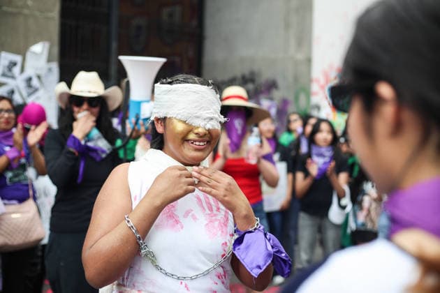 Women Join Global Strike for International Women s Day A woman taking part during a rally marking the International Women s Day to demand women rights. on March 8, 2026 in Tlaxcala, Mexico. (Photo by Essene Hernandez Eyepix Group) Copyright: xEssenexHernandezx xEyepixxGroupx EH_08032026_177732
