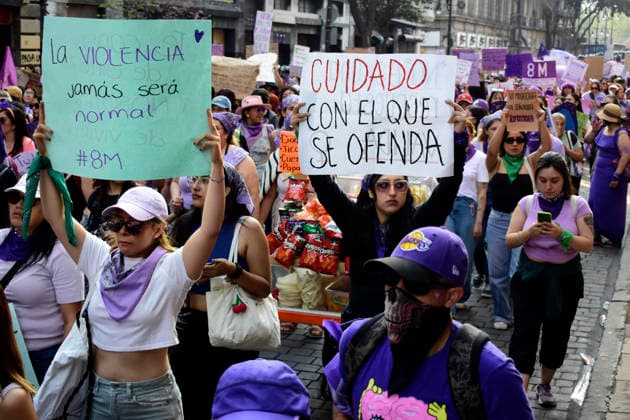 Protest For International Women s Day Women taking part in a rally for International Women s Day at main square Zocalo. on March 8, 2026 in Mexico City, Mexico. (Photo by Luis Barron Eyepix Group) Copyright: xLuisxBarronx xEyepixxGroupx LB_08032026_177788