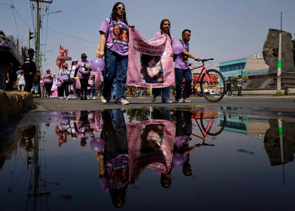 March 8, 2026, ChimalhuacaN, State Of Mexico, Mexico: A reflection of mothers and relatives of victims of disappearance and femicide, marching towards the municipal seat of Chimalhuacan in the State of Mexico, to demand justice and punishment for the perpetrators, on the occasion of International Women s Day in Mexico. According to the United Nations, International Women s Day is commemorated in many countries around the world. When women from all continents, often separated by national borders and ethnic, linguistic, cultural, economic and political differences, come together on this day, they can contemplate a tradition of no less than ninety years of struggle for equality, justice, peace and development. ChimalhuacaN Mexico - ZUMAs197 20260308_aaa_s197_606 Copyright: xGerardoxVieyrax