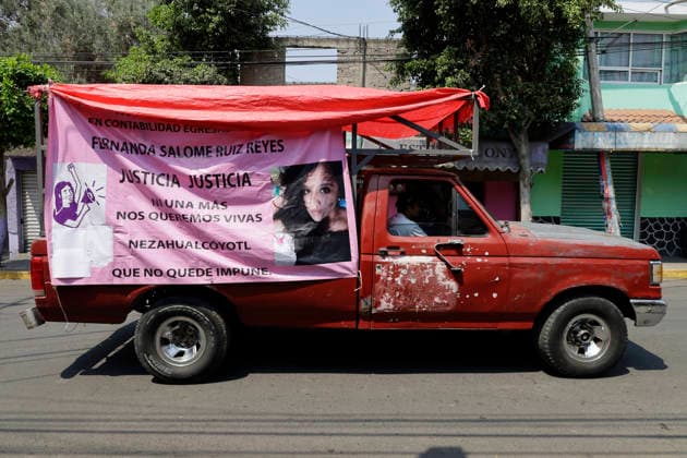 March 8, 2026, ChimalhuacaN, State Of Mexico, Mexico: A pickup truck carries a banner with the image of a missing woman, accompanying mothers and relatives of victims of disappearance and femicide, who are marching toward the municipal seat of Chimalhuacan in the State of Mexico to demand justice and punishment for the perpetrators, on the occasion of International Women s Day in Mexico. According to the United Nations, International Women s Day is commemorated in many countries around the world. When women from all continents, often separated by national borders and ethnic, linguistic, cultural, economic and political differences, come together on this day, they can contemplate a tradition of no less than ninety years of struggle for equ - ZUMAs197 20260308_aaa_s197_618 Copyright: xGerardoxVieyrax