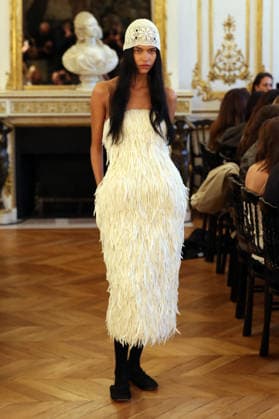 PFW - Magda Butrym Runway A model walks the runway during the Magda Butrym Womenswear Fall Winter 2026-2027 show as part of Paris Fashion Week on March 08, 2026 in Paris, France. Photo by Alain Gil Gonzalez ABACAPRESS.COM Paris France  Copyright: xGonzalezxAlain-Gil ABACAx