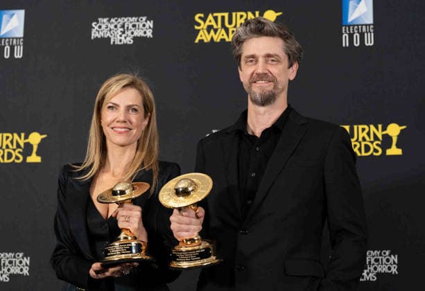 March 8, 2026, Hollywood, California, United States: Barbara and Andro s Muschietti arrive on the red carpet of the 53rd Annual Saturn Awards at The Hilton Universal City Hotel in Hollywood California on Mar. 8, 2026. (Contributing Photographer, Hollywood United States - ZUMAt169 20260308_zep_t169_037 Copyright: xConnorxTerryx
