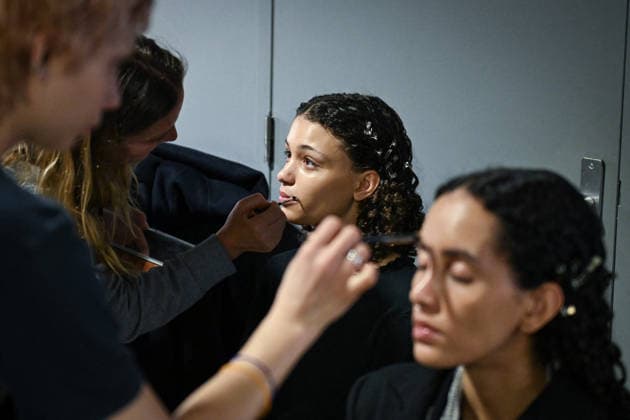 PFW - Backstage of Shiatzy Chen Runway in Paris FA Models get prepared before the runway for the Shiatzy Chen collection as part of Paris Fashion Week in Paris, on March 9, 2026. Photo by Firas Abdullah ABACAPRESS.COM Paris Ile-de-France France  Copyright: xAbdullahxFiras ABACAx