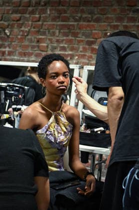 PFW - Backstage of Shiatzy Chen Runway in Paris FA A model gets prepared before the runway for the Shiatzy Chen collection as part of Paris Fashion Week in Paris, on March 9, 2026. Photo by Firas Abdullah ABACAPRESS.COM Paris Ile-de-France France  Copyright: xAbdullahxFiras ABACAx