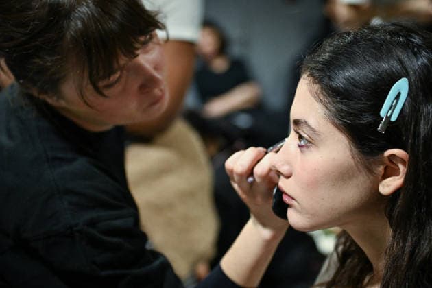 PFW - Backstage of Shiatzy Chen Runway in Paris FA A model gets prepared before the runway for the Shiatzy Chen collection as part of Paris Fashion Week in Paris, on March 9, 2026. Photo by Firas Abdullah ABACAPRESS.COM Paris Ile-de-France France  Copyright: xAbdullahxFiras ABACAx