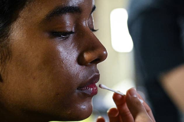 PFW - Backstage of Shiatzy Chen Runway in Paris FA A model gets prepared before the runway for the Shiatzy Chen collection as part of Paris Fashion Week in Paris, on March 9, 2026. Photo by Firas Abdullah ABACAPRESS.COM Paris Ile-de-France France  Copyright: xAbdullahxFiras ABACAx