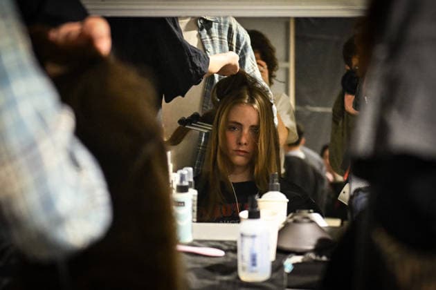 PFW - Backstage of Shiatzy Chen Runway in Paris FA A model gets prepared before the runway for the Shiatzy Chen collection as part of Paris Fashion Week in Paris, on March 9, 2026. Photo by Firas Abdullah ABACAPRESS.COM Paris Ile-de-France France  Copyright: xAbdullahxFiras ABACAx