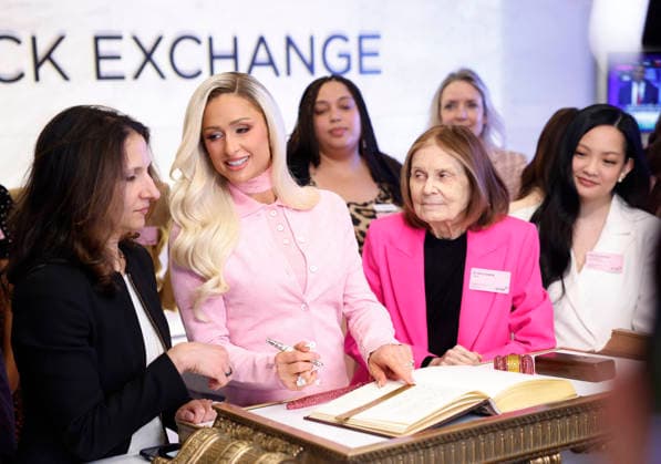 President of the NYSE Group Lynn Martin, Founder & CEO 11:11 Media Paris Hilton, Gloria Steinem and Amanda Nguyen gather on the floor of the NYSE before ringing the closing bell to celebrate International Women s Day at the New York Stock Exchange on Wall Street on Monday, March 9, 2026 in New York City. The S&P 500 made a comeback from earlier losses on Monday after President Donald Trump said the war against Iran could be reaching its end.  NYP2026030309154 JOHNxANGELILLO