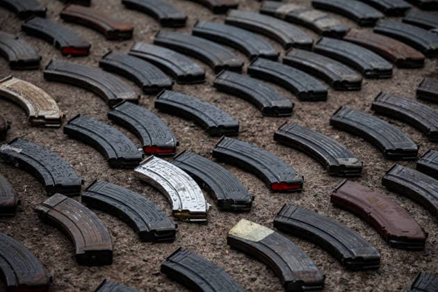 Mexican Army destroys seized weapons in Sinaloa SINALOA, MEXICO - MARCH 09: The Mexican Army destroy 610 long guns and 92 handguns, as well as 5,013 magazines and 316,036 rounds of ammunition during an official ceremony at the 9th Military Zone in Sinaloa, Mexico, on March 09, 2026. These weapons were seized from organized crime during recent federal operations in Sinaloa. Among the destroyed weapons were Colt 1911 pistols with gold embellishments that may have belonged to drug traffickers. Weapons seizures have increased in recent months due to the greater military presence in Sinaloa amid the ongoing conflict between internal factions of the Sinaloa Cartel. Jesus Verdugo Anadolu Sinaloa Mexico. Editorial use only. Please get in touch fo  Copyright: x2026xAnadoluxJesusxVerdugox