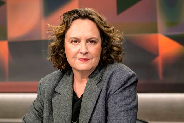 GER, Berlin, tough but fair Ð political talk show, TV, format, with host Louis Klamroth, Das Erste, pictured from left Jana Hensel Author and journalist for Die Zeit, March 9, 2026 Copyright: HMBxMedia UwexKoch