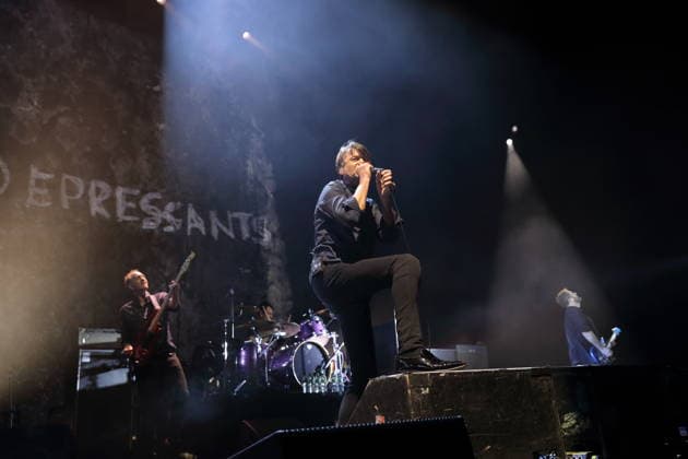 Mat Osman, Simon Gilbert, Brett Anderson and Richard Oakes, from left, from the band Suede at a concert at the Uber Eats Music Hall in Berlin, March 9, 2026 Suede concert Berlin