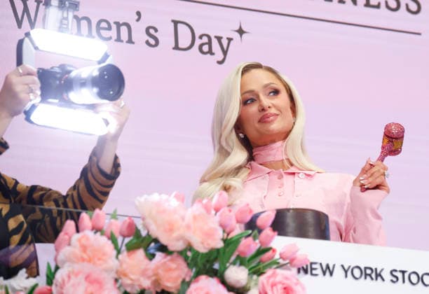 Founder & CEO 11:11 Media Paris Hilton holds a pink mallet after ringing the closing bell to celebrate International Women s Day at the New York Stock Exchange on Wall Street on Monday, March 9, 2026 in New York City. The S&P 500 made a comeback from earlier losses on Monday after President Donald Trump said the war against Iran could be reaching its end.  NYP2026030309167 JOHNxANGELILLO