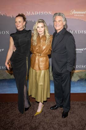 March 9, 2026, New York, United States: (L-R) Christina Voros, Michelle Pfeiffer and Kurt Russell attend Paramount+ s The Madison New York Premiere at Jazz at Lincoln Center on March 09, 2026 in New York City. New York United States - ZUMAs197 20260309_aaa_s197_291 Copyright: xRonxAdarx
