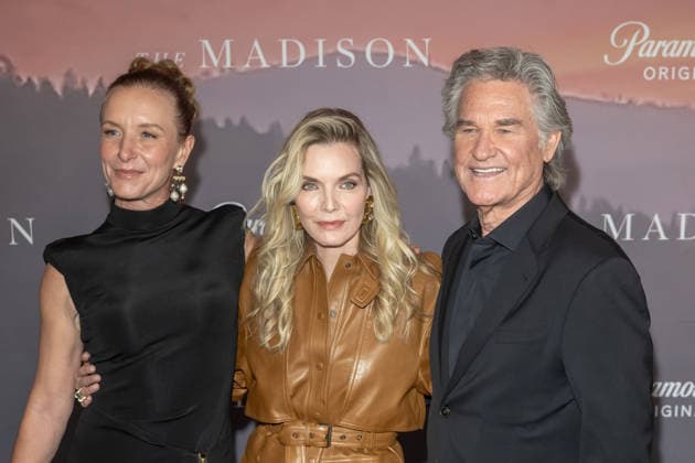 March 9, 2026, New York, United States: (L-R) Christina Voros, Michelle Pfeiffer and Kurt Russell attend Paramount+ s The Madison New York Premiere at Jazz at Lincoln Center on March 09, 2026 in New York City. New York United States - ZUMAs197 20260309_aaa_s197_294 Copyright: xRonxAdarx
