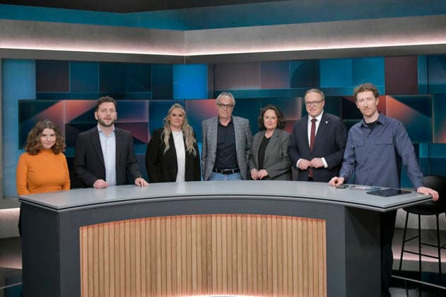 Özge Inan, Felix Banaszak, Christina Scheib, Christian Rach, Jana Hensel, Mario Voigt and Luis Klamroth on the ARD talk show hart aber fair in Studio Adlershof Berlin, 09 03 2026 Foto:xM.xBehrensx xFuturexImagex hart_fair0903_6301