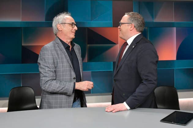 Christian Rach and Mario Voigt on the ARD talk show hart aber fair in Studio Adlershof Berlin, 09 03 2026 Foto:xM.xBehrensx xFuturexImagex hart_fair0903_6318