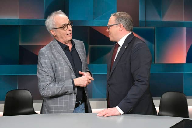 Christian Rach and Mario Voigt on the ARD talk show hart aber fair in Studio Adlershof Berlin, 09 03 2026 Foto:xM.xBehrensx xFuturexImagex hart_fair0903_6319