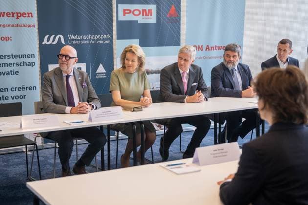 King Philippe - Filip of Belgium and Queen Mathilde of Belgium are pictured during a royal visit to the Science Park of the University of Antwerp in Niel, on Tuesday 10 March 2026.  JONASxROOSENS 167040152