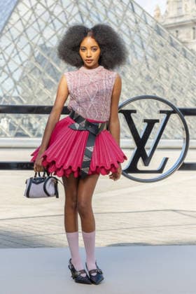 PFW - Louis Vuitton Photocall Joyce Cisse aka Flowerovlove pictured on photocall of Louis Vuitton Womenswear Fall Winter 2026-2027 show as part of Paris Fashion Week at Louvre Museum, in Paris, France on March 10, 2026. Photo by Alexis Jumeau ABACAPRESS.COM PAris France  Copyright: xJumeauxAlexis ABACAx