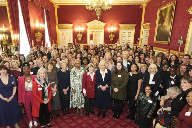 Women of the World reception at James s Palace Queen Camilla (centre front), President of Women of the World (WOW), stands with Jude Kelly (front centre-left), founder of Women of the World (WOW) and other guests during a reception at St James s Palace, London, to mark International Women s Day and the fifteenth year of WOW. Women of the World is a global alliance of partners, working together to drive an equal and inclusive future for women, girls and non-binary people. Picture date: Tuesday March 10, 2026., Credit:Aaron Chown Avalon UK, London  Copyright: xAaronxChownx xAvalonx 1081735044