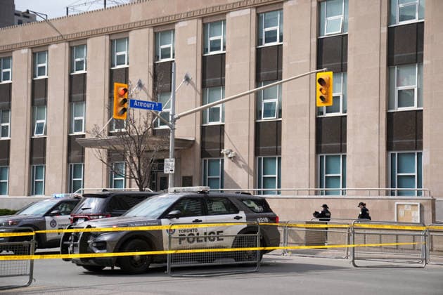 Shots fired at US Consulate in Toronto TORONTO, CANADA - MARCH 10 : A general view shows Toronto police securing the area after a ‘firearm discharge’ at the US Consulate in Toronto, Ontario, Canada on March 10, 2026. Toronto police, in a social media post, said there was a firearm discharge at the diplomatic mission around 5.29 am local time but said there were no injuries. Mert Alper Dervis Anadolu Ontario Canada. Editorial use only. Please get in touch for any other usage.  Copyright: x2026xAnadoluxMertxAlperxDervisx