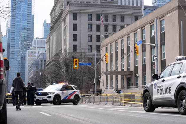 Shots fired at US Consulate in Toronto TORONTO, CANADA - MARCH 10 : A general view shows Toronto police securing the area after a ‘firearm discharge’ at the US Consulate in Toronto, Ontario, Canada on March 10, 2026. Toronto police, in a social media post, said there was a firearm discharge at the diplomatic mission around 5.29 am local time but said there were no injuries. Mert Alper Dervis Anadolu Ontario Canada. Editorial use only. Please get in touch for any other usage.  Copyright: x2026xAnadoluxMertxAlperxDervisx