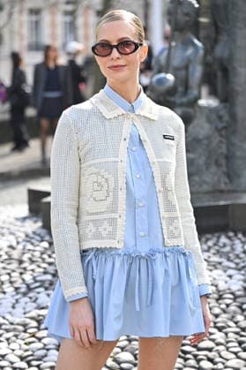 PFW Miu Miu Outside Arrivals Poppy Delevingne arriving at the Miu Miu show during Fashion Week in Paris, France on March 10, 2026. Photo by Julien Reynaud APS-Medias ABACAPRESS.COM Paris France  Copyright: xReynaudxJulien APS-Medias ABACAx