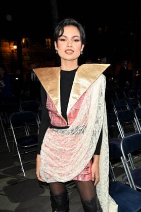 PFW Pierre Cardin Front Row Eve Gilles attending the Pierre Cardin show during Fashion Week in Paris, France on March 10, 2026. Photo by Julien Reynaud APS-Medias ABACAPRESS.COM Paris France  Copyright: xReynaudxJulien APS-Medias ABACAx
