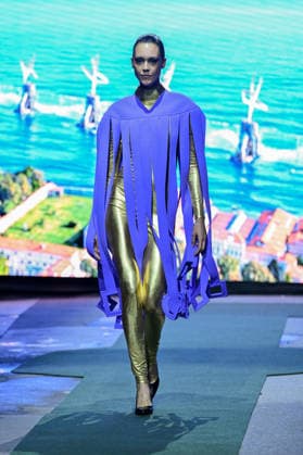 PFW Pierre Cardin Runway A model walks the runway at the Pierre Cardin show during Fashion Week in Paris, France on March 10, 2026. Photo by Julien Reynaud APS-Medias ABACAPRESS.COM Paris France  Copyright: xReynaudxJulien APS-Medias ABACAx