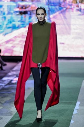 PFW Pierre Cardin Runway A model walks the runway at the Pierre Cardin show during Fashion Week in Paris, France on March 10, 2026. Photo by Julien Reynaud APS-Medias ABACAPRESS.COM Paris France  Copyright: xReynaudxJulien APS-Medias ABACAx