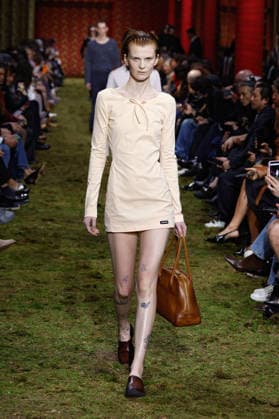 (260311) -- PARIS, March 11, 2026 -- A model presents a creation from the Ready-to-Wear Fall Winter 2026-2027 collections by Miu Miu during the Paris Fashion Week, in Paris, France, on March 10, 2026. ( Handout via Xinhua) FRANCE-PARIS-FASHION WEEK-MIU MIU MeetEurope 