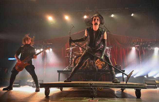 Concert of the Swedish metal band Avatar was held in Zlin, Czech Republic, on March 10, 2026. On the photo perform, from left, bassist Henrik Sandelin and singer Johannes Eckerstrom. (CTKxPhoto DaliborxGluck) CTKPhotoP2026031009839  CTKPhotoP2026031009839