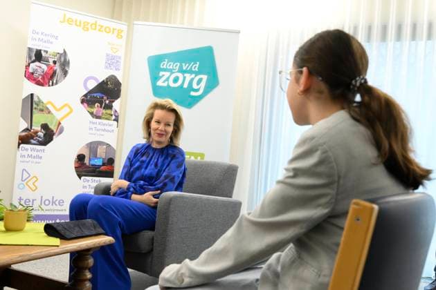 Queen Mathilde Visits Youth Care De Kering BRUSSELS, BELGIUM - MARCH 11: Queen Mathilde of Belgium pictured visiting the youth care department De Kering of non-profit Ter Loke on March 11, 2026 in Brussels, Belgium, 11 03 2026 Brussels Belgium  Copyright: xPhilipxReynaersx