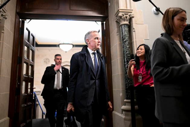 March 11, 2026, Ottawa, On, Canada: Prime Minister Mark Carney arrives on Parliament Hill ahead of a caucus meeting in Ottawa, on Wednesday, March 11, 2026. Ottawa Canada  - ZUMAc35_ 20260311_zaf_c35_010 Copyright: xSpencerxColbyx