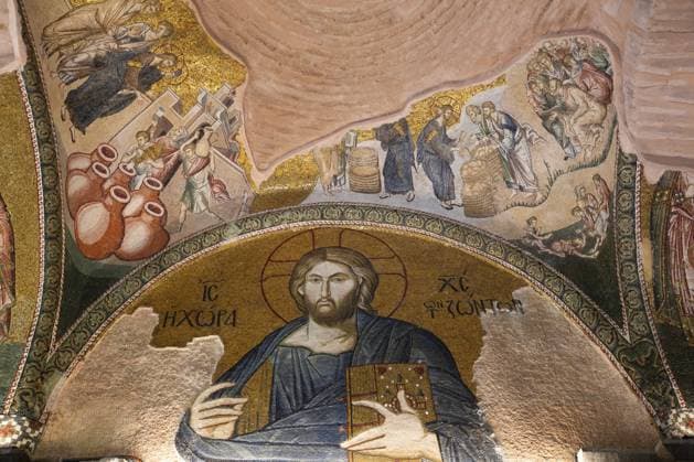 Bzantinische Mosaiken, Kariye Moschee (auch Kirche des Heiligen Erlösers von Chora), 4. Jahrhundert n. Chr., UNESCO Weltkulturerbe, Istanbul, Türkei Bzantine Mosaics, Kariye Mosque (also Church of the Holy Savior of Chora), 4th Century AD, UNESCO World Heritage Site, Istanbul, Turkey Copyright: imageBROKER RichardxandxGloriaxM iblwat16427252.jpg