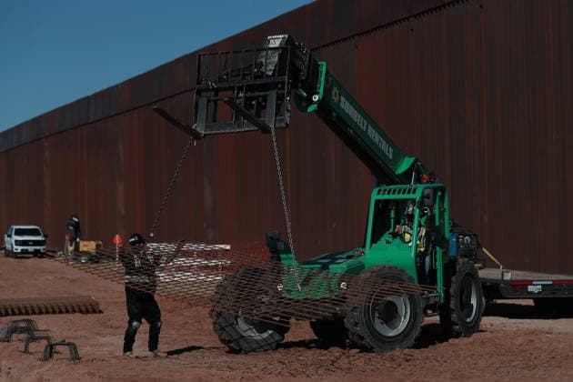 New barrier installation at US-Mexico border CIUDAD JUAREZ, MEXICO - MARCH 11: Construction continues on a new section of the border wall between Santa Teresa, New Mexico, and Ciudad Juarez, Mexico, on March 11, 2026. Workers install cement bases and steel rods as part of the ongoing project to reinforce the barrier along the international border. Christian Torres Anadolu Ciudad Juarez Mexico. Editorial use only. Please get in touch for any other usage.  Copyright: x2026xAnadoluxChristianxTorresx