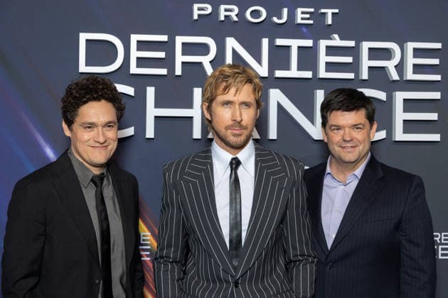 Projet Derniere Chance Paris Film Premiere Phil Lord, Ryan Gosling and Christopher Miller attends Projet Derniere Chance - Project Hail Mary Paris Film Premiere at Pathe Palace on March 11, 2026 in Paris, France. Photo by Nasser Berzane ABACAPRESS.COM Paris France  Copyright: xBerzanexNasser ABACAx